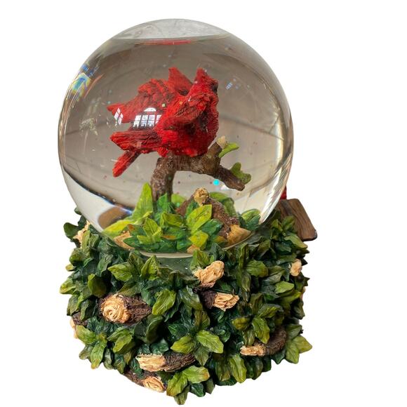 San Francisco Music Box Red Cardinal Water Globe Snow Once Upon A December Rare - Picture 5 of 14